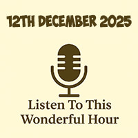 Click to listen to The Wonderful Hour episode on Libsyn, featuring a cosy radio setup evoking podcast nostalgia