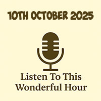 Click to listen to The Wonderful Hour episode on Libsyn, featuring a cosy radio setup evoking podcast nostalgia