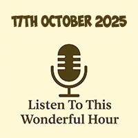 Click to listen to The Wonderful Hour episode on Libsyn, featuring a cosy radio setup evoking podcast nostalgia
